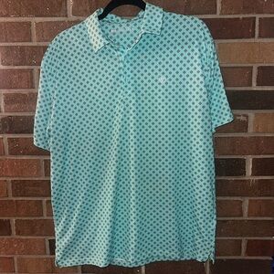 Ariat Tek Polo Shirt Mens L Blue Golf Aztec Southwestern Cowboy Performance